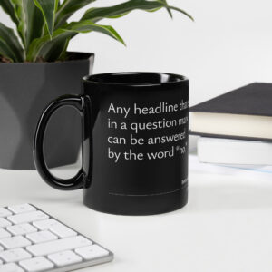 Betteridge's law black mug - Image 5